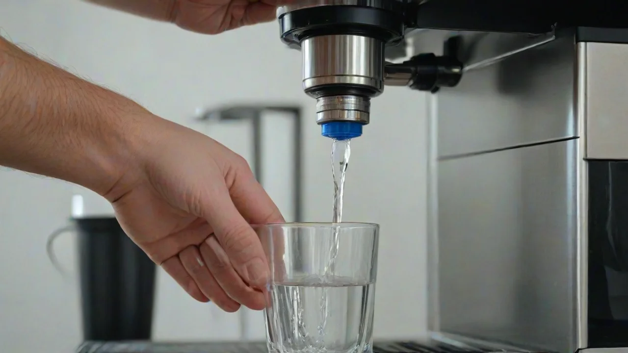 Kahve makinesi su girişine şırıngayla su basma operasyonu