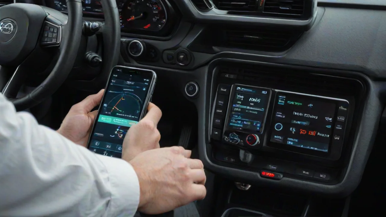 Direksiyon altında OBD2 portuna takılı arıza tespit cihazı