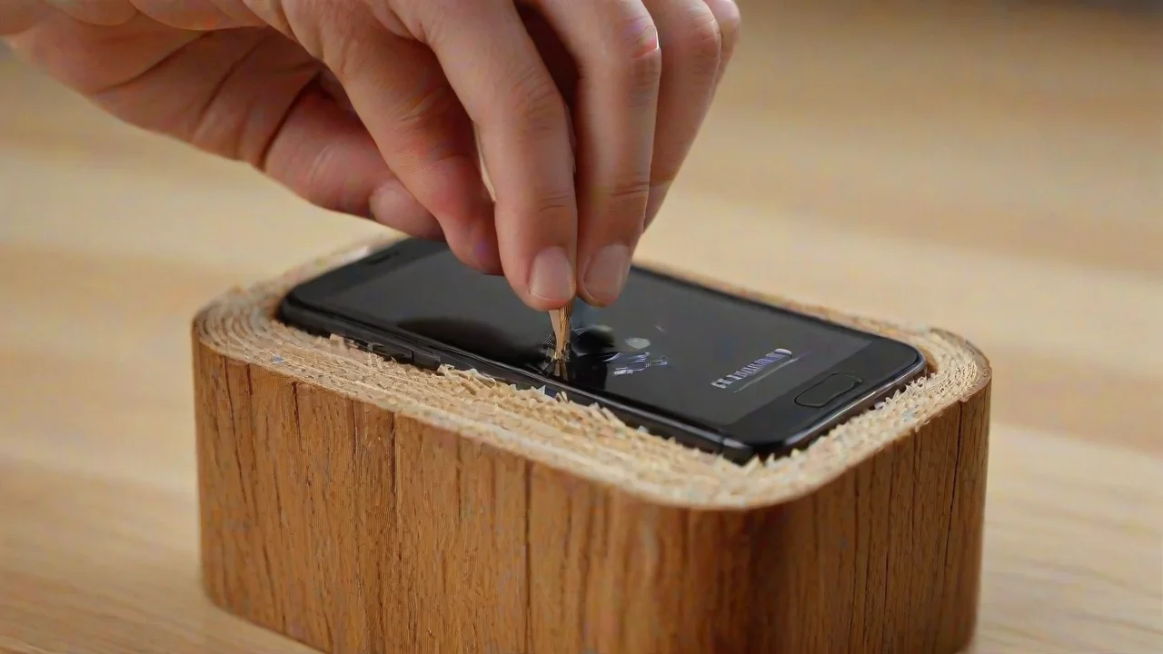 Ahşap kürdan ile telefon soketi içinden pamuk temizleme tekniği